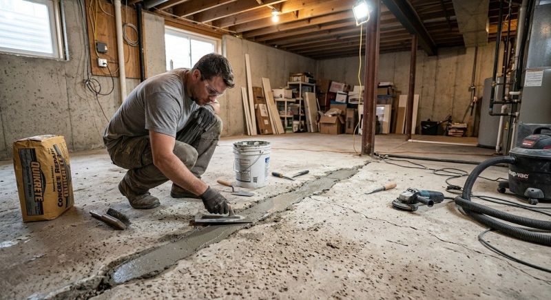 Cracked Basement Floor Repair in Winder, GA